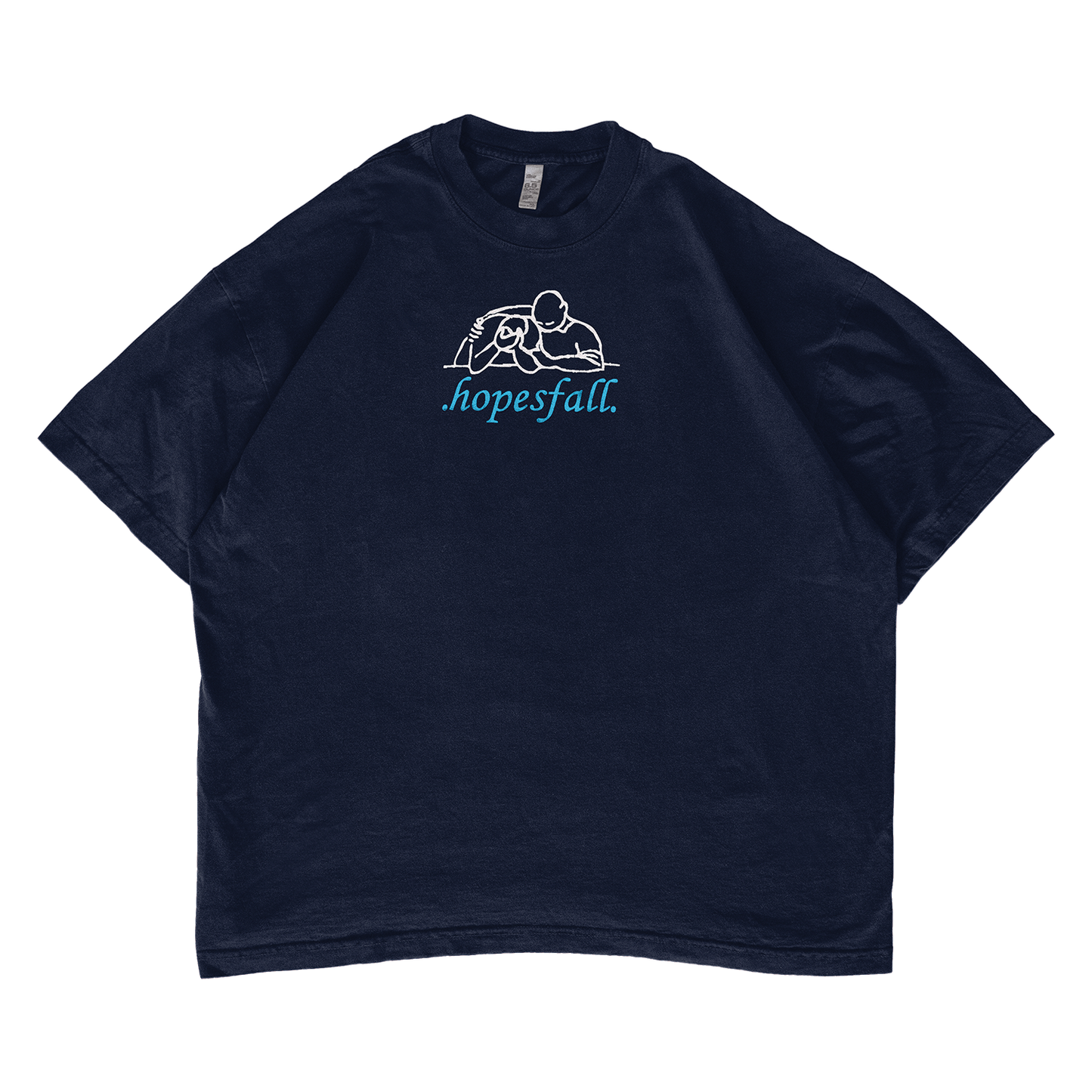 Navy blue t-shirt with 'hopesfall' logo