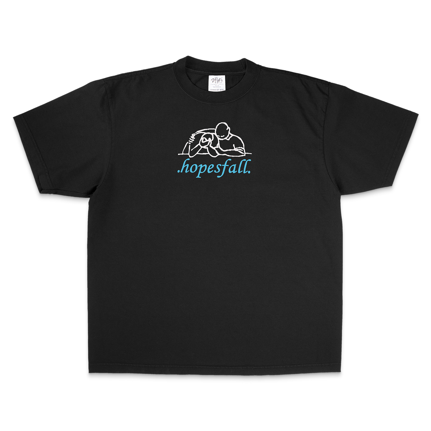 Black t-shirt with 'hopesfall' logo