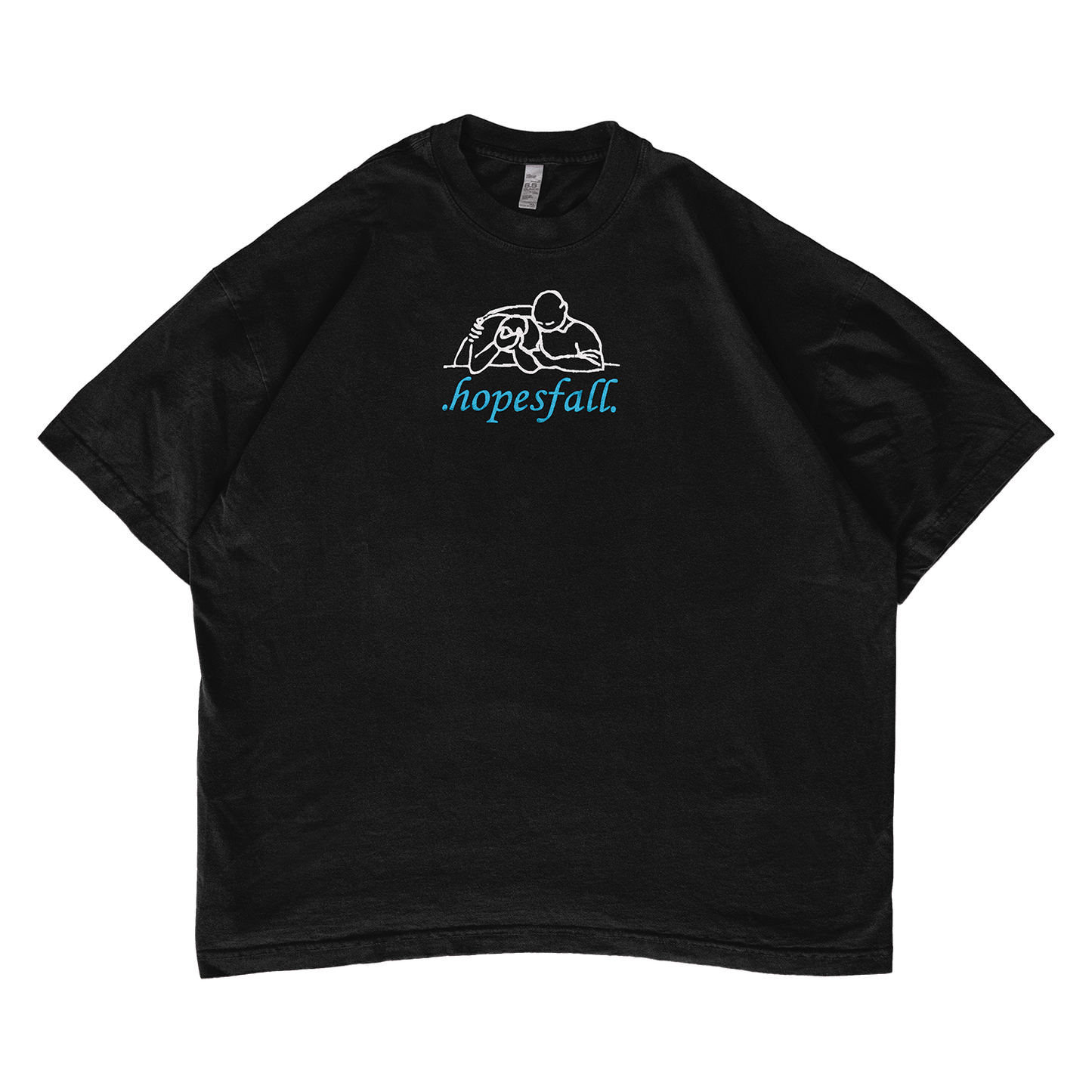 Black t-shirt with 'hopesfall' logo