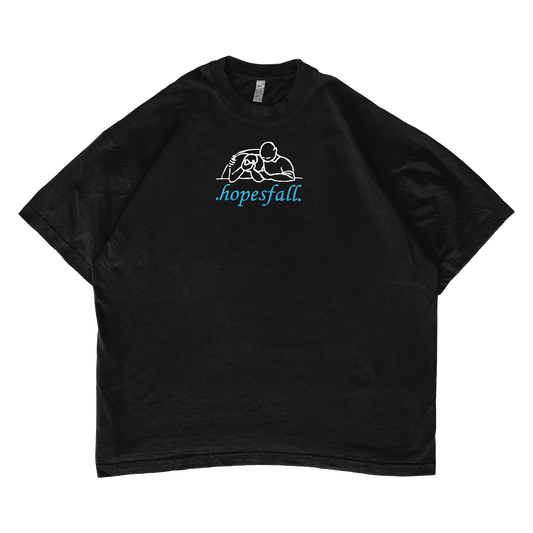 Black t-shirt with 'hopesfall' logo