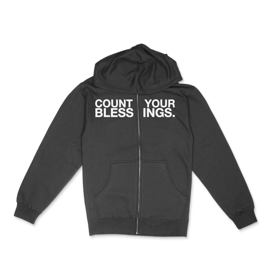 screen printed front and back multicolor zip-up hoodie on independent trading co - close your eyes, pray for plagues - unofficial, DIY, fan made - all credit, love and respect to BMTH count your blessings <3