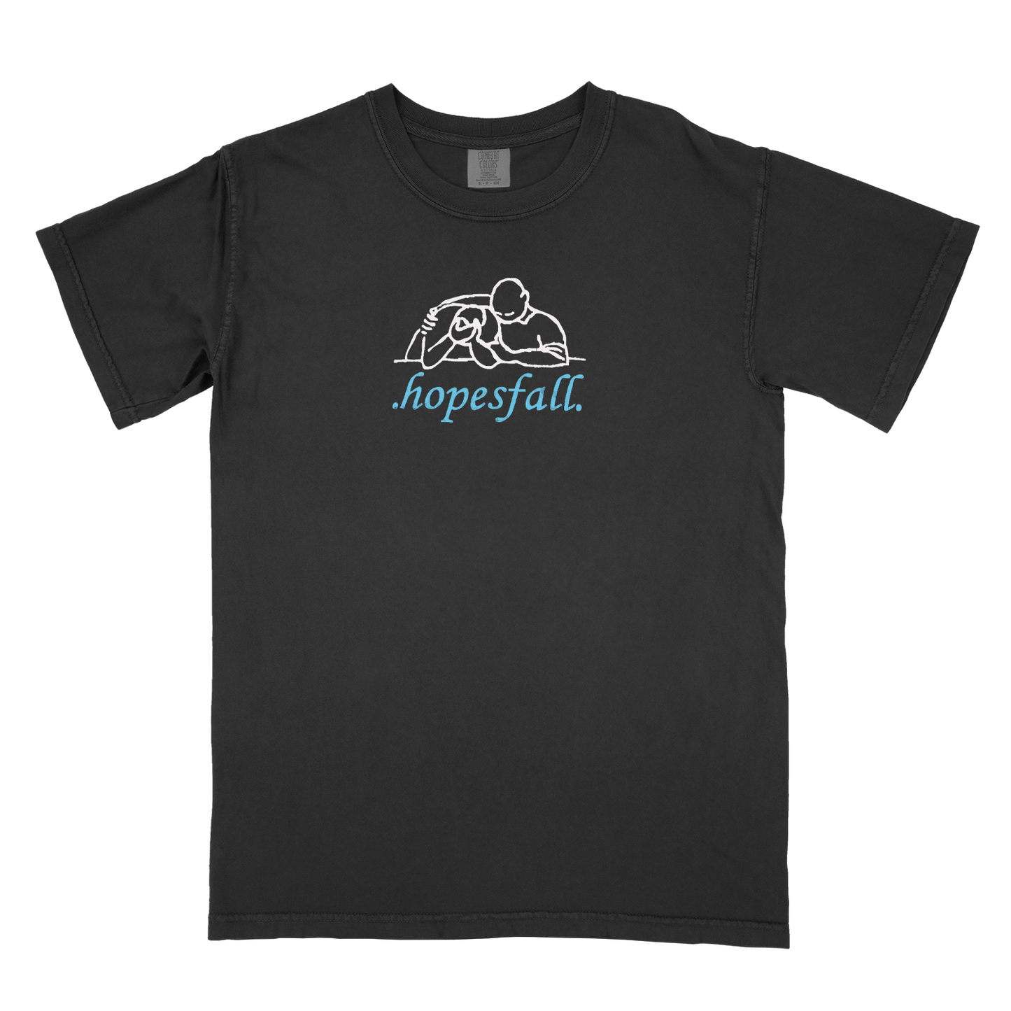 Black t-shirt with 'hopesfall' logo