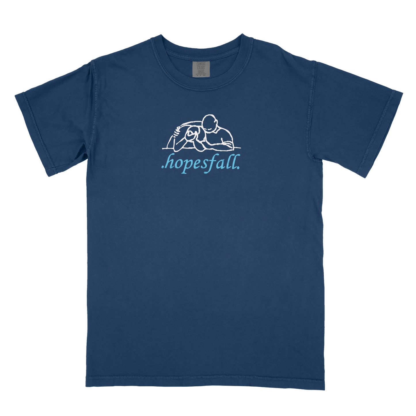 Navy blue t-shirt with 'hopesfall' logo