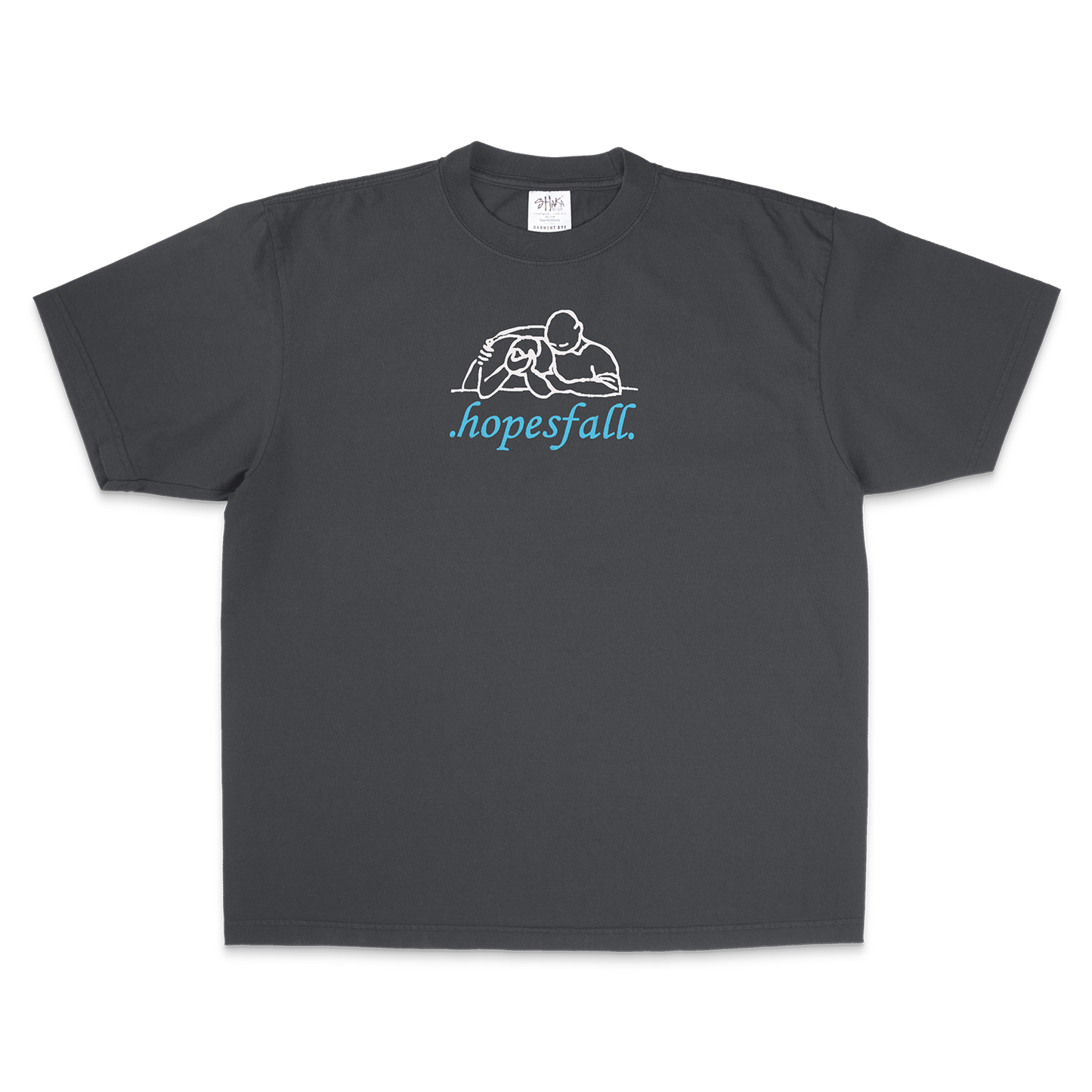 Black t-shirt with 'hopesfall' logo