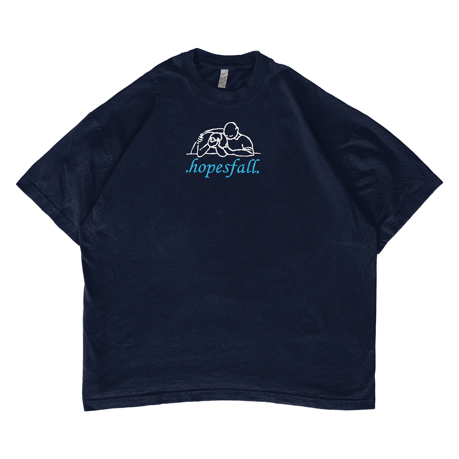 Navy blue t-shirt with 'hopesfall' logo