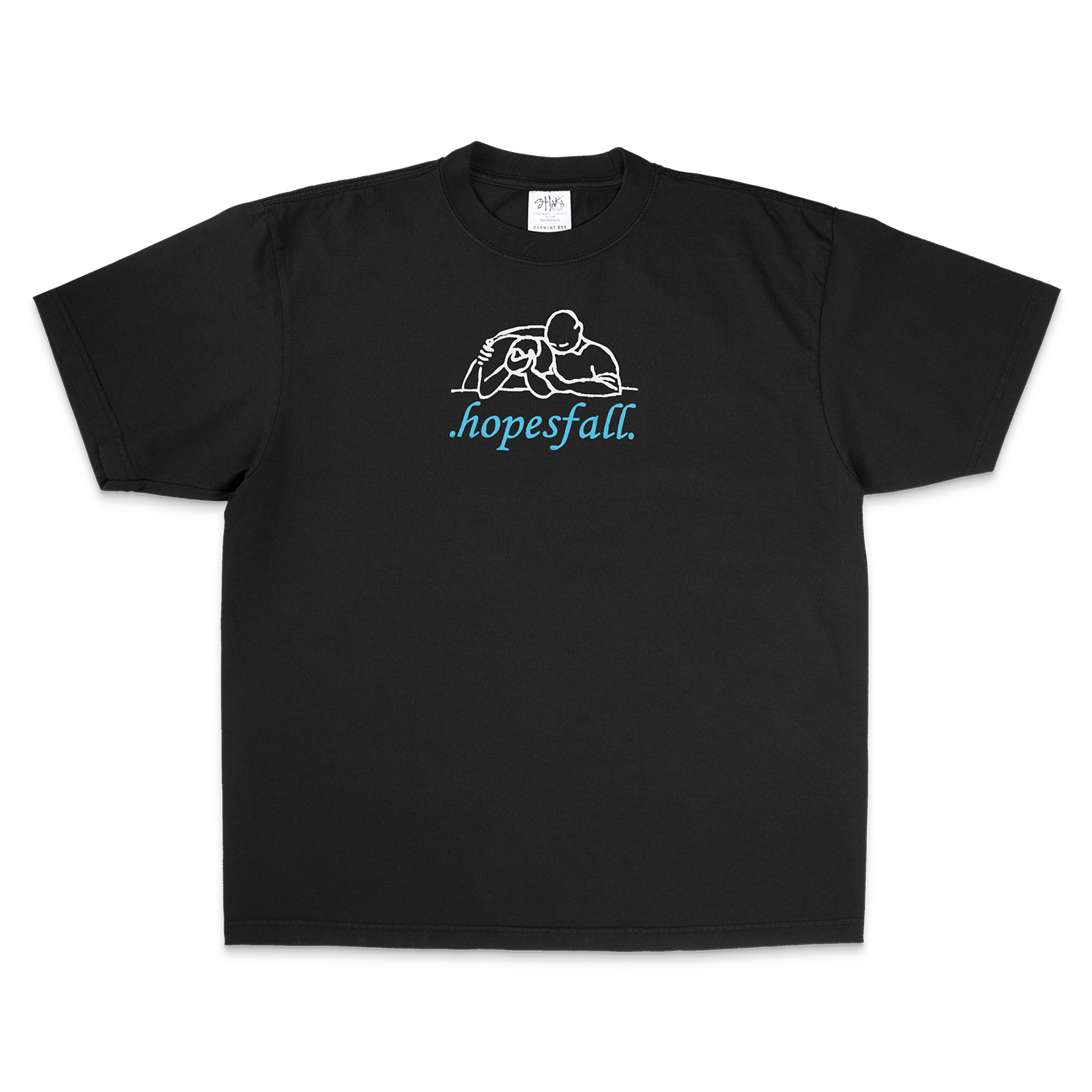 Black t-shirt with 'hopesfall' logo