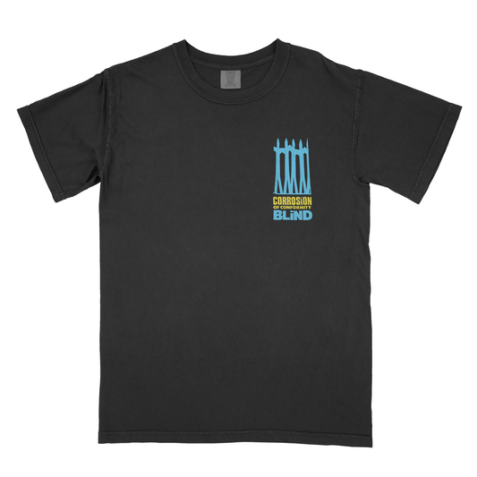 BLIND T-SHIRT - Heelest, DIY, Screen-print, archival, front, black CC1717