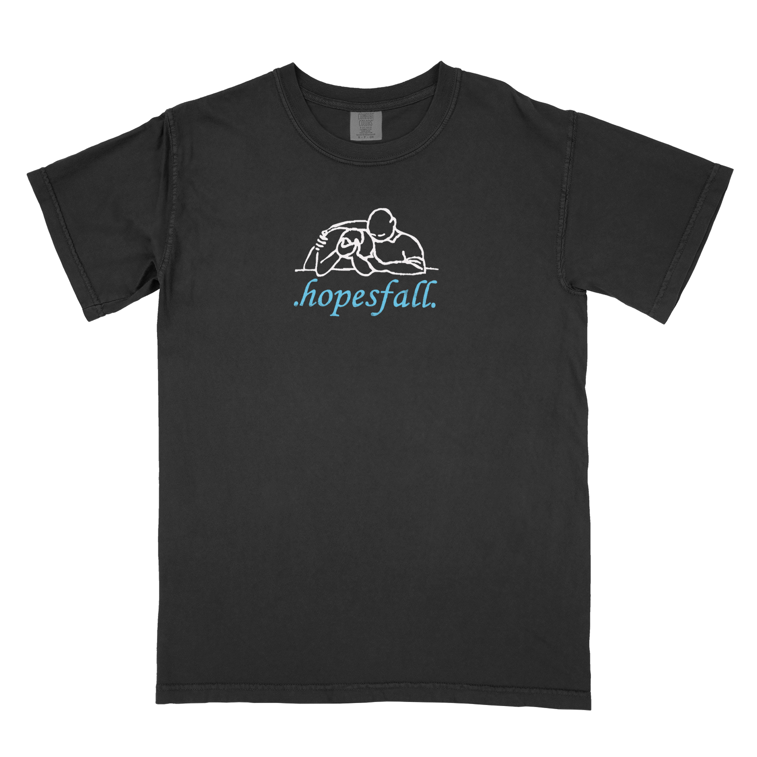 Black t-shirt with 'hopesfall' logo