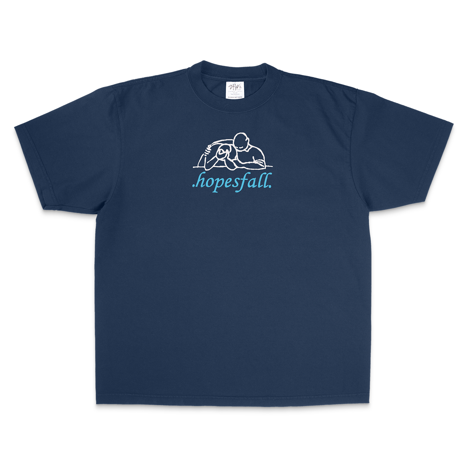 Navy blue t-shirt with 'hopesfall' logo