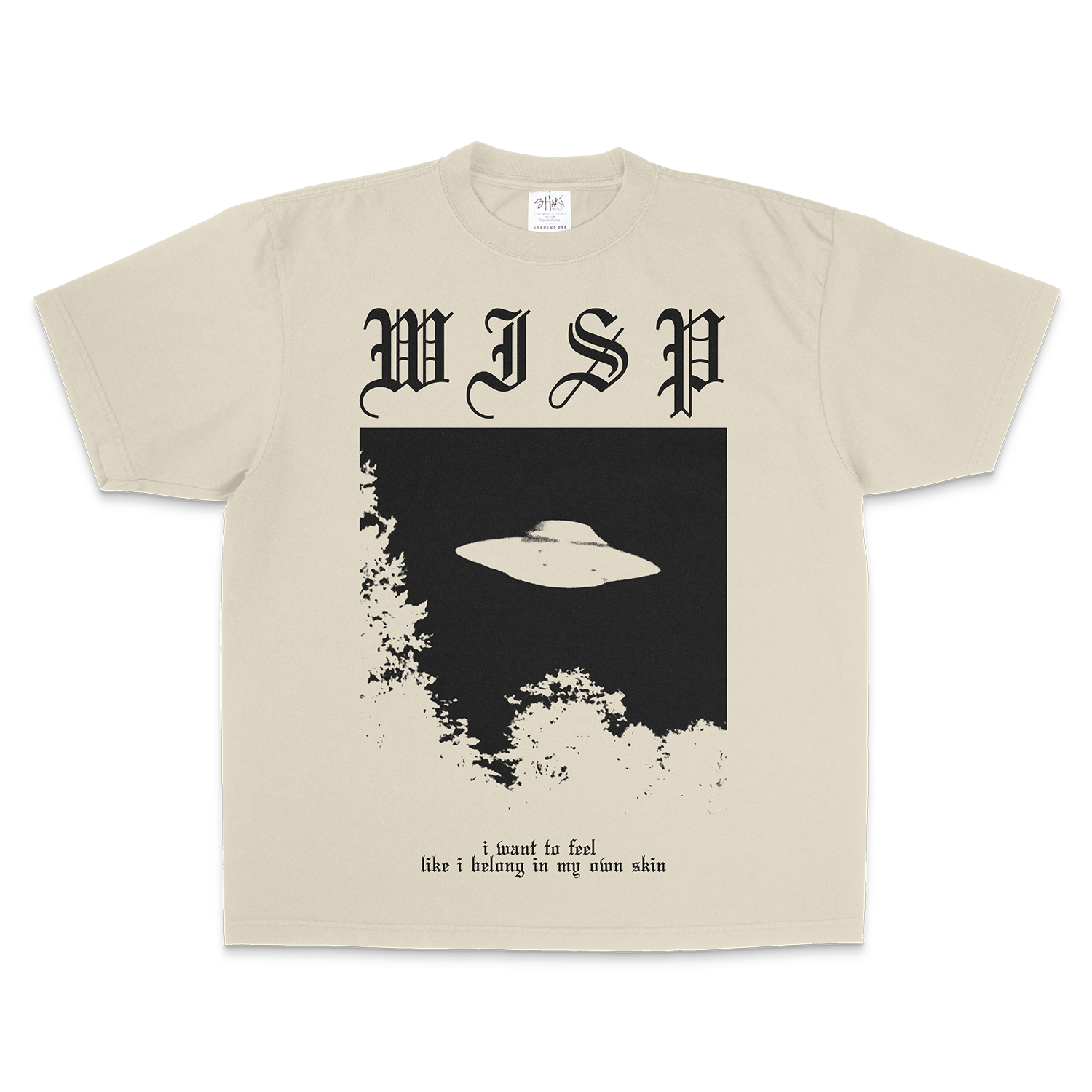 ivory screen printed t-shirt extras in collaboration with shoegaze artist Wisp - inspired by Whirr